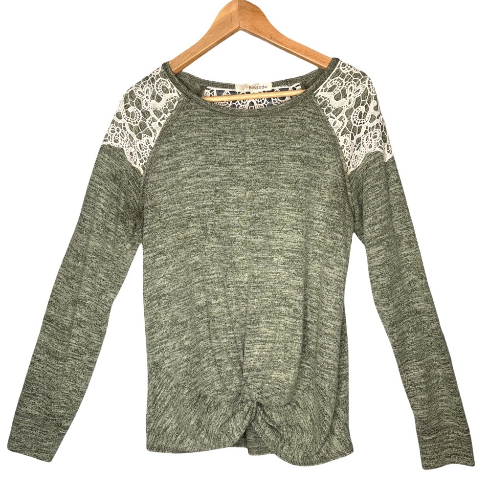 Rewind Sage Lace Knit Top Sweater Large